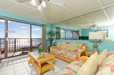 Living room with Oceanview, LCD TV, DVD, Sleeper Sofa and Balcony